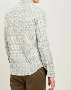 Chemise regular Nancy en Popeline imprimée blanc /multicolore