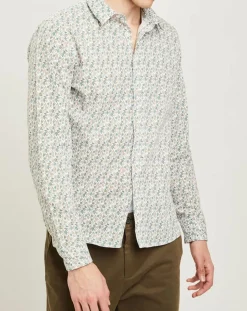 Chemise regular Nancy en Popeline imprimée blanc /multicolore