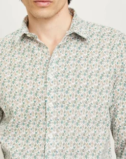 Chemise regular Nancy en Popeline imprimée blanc /multicolore