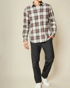 Chemise Regular Pocket carreaux beige/marron