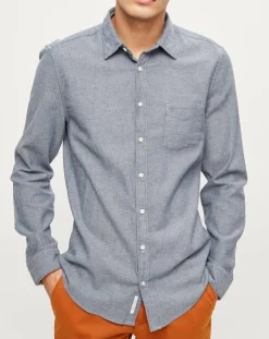 Chemise regular Stretch bleu chiné