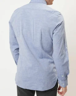 Chemise shapped fit bleu chiné