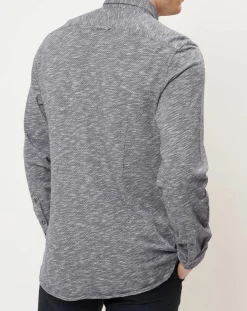 Chemise shapped fit bleu chiné