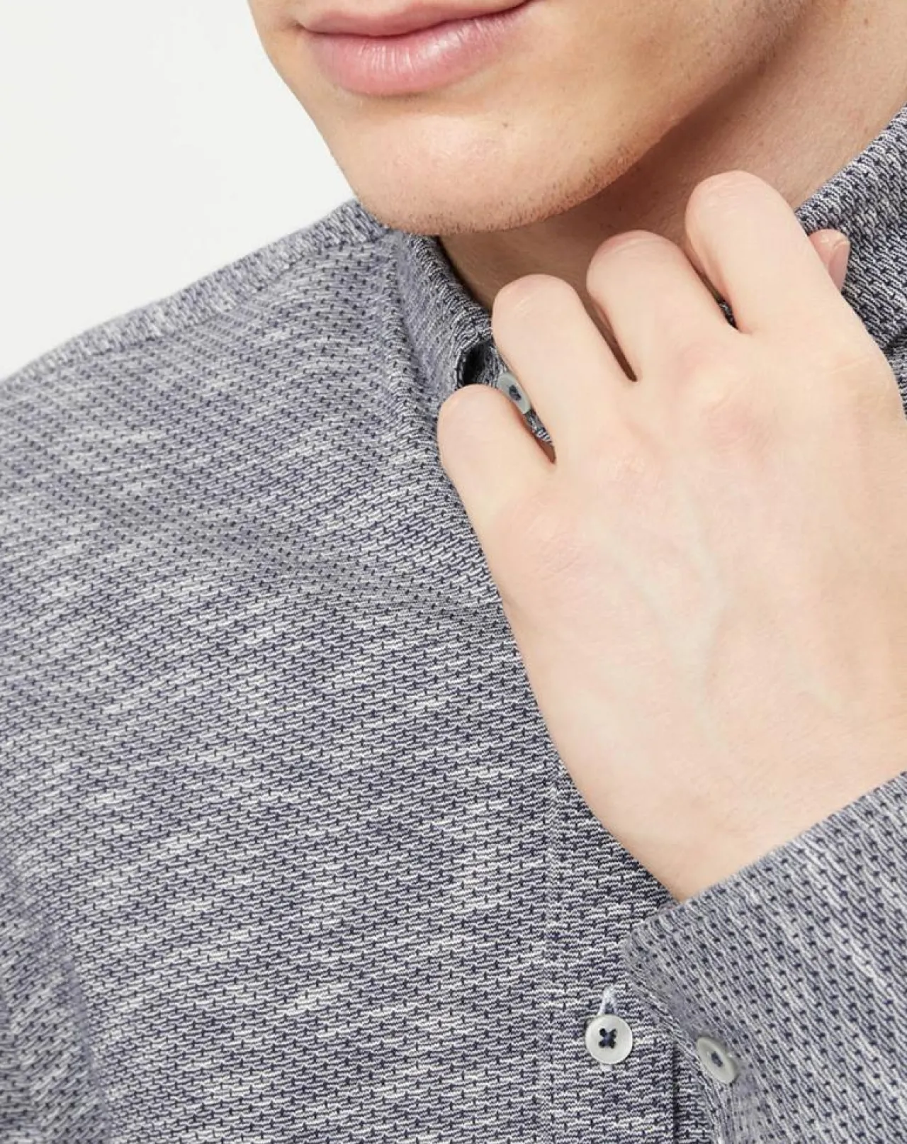 Chemise shapped fit bleu chiné