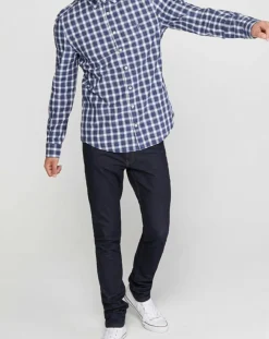 Chemise slim à carreaux bleu/blanc