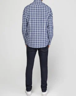 Chemise slim à carreaux bleu/blanc