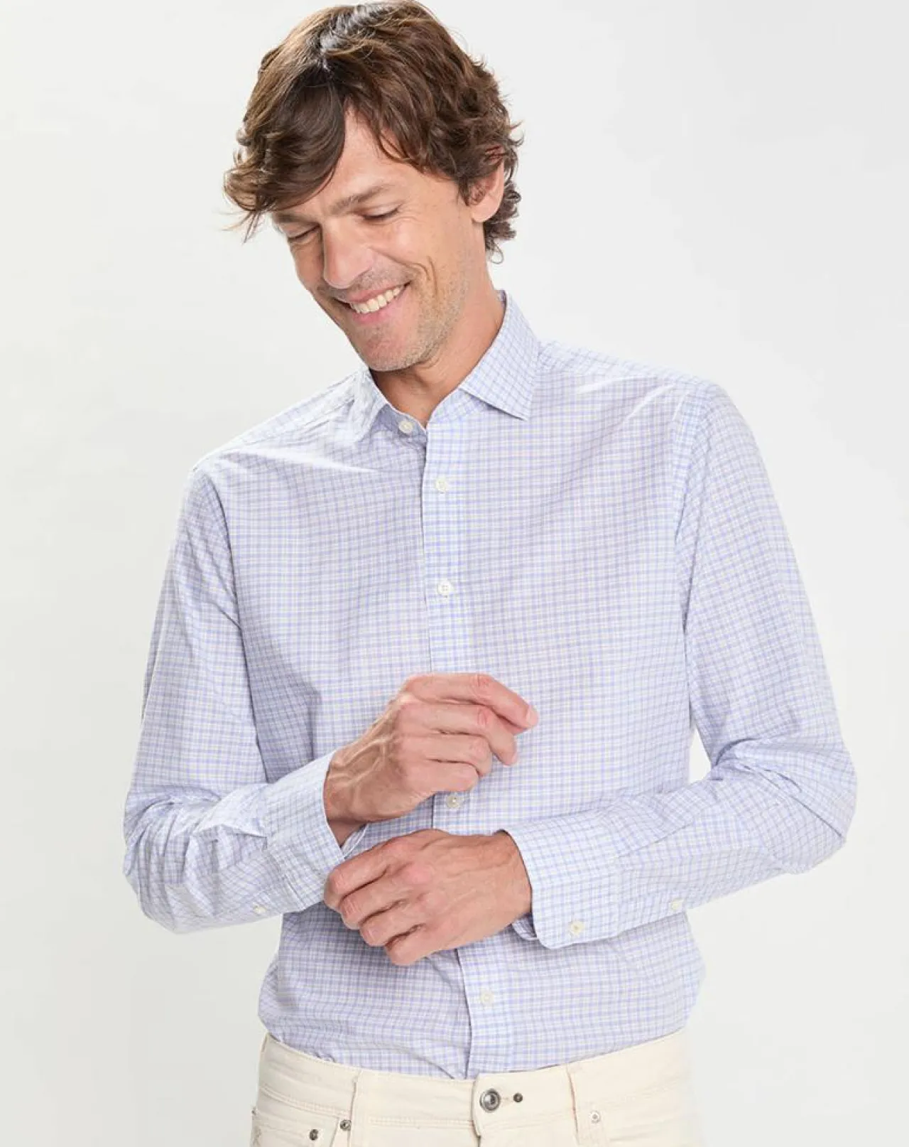Chemise Slim Fit à carreaux bleue