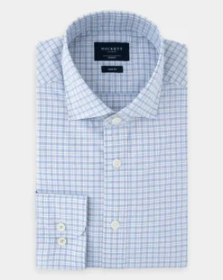 Chemise Slim Fit à carreaux bleue