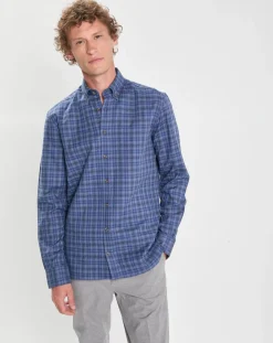 Chemise Slim Fit à carreaux bleue