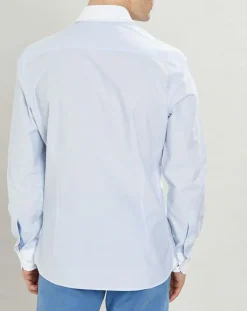 Chemise Slim Fit à fines rayures bleue