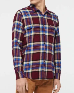 Chemise Slim Fit à grands carreaux bordeaux/bleu