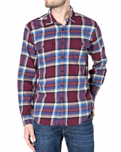 Chemise Slim Fit à grands carreaux bordeaux/bleu