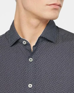 Chemise Slim Fit à imprimé fantaisie bleu foncé