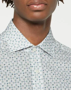 Chemise Slim Fit à imprimé mosaïque beige/vert