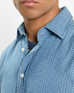 Chemise Slim Fit à imprimé géométrique bleue