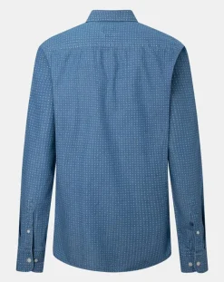 Chemise Slim Fit à imprimé géométrique bleue