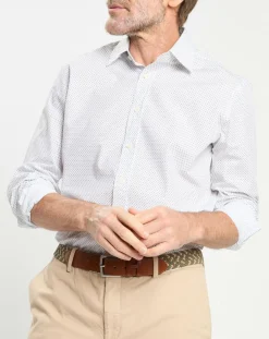 Chemise Slim Fit à micro imprimé géométrique blanche