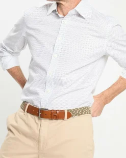 Chemise Slim Fit à micro imprimé géométrique blanche