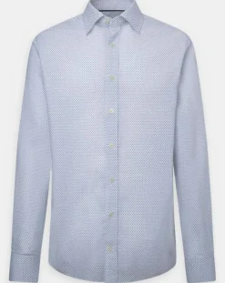 Chemise Slim Fit à micro imprimé géométrique blanche