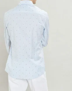 Chemise Slim Fit à rayures & points bleu clair