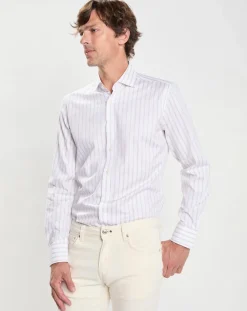 Chemise Slim Fit à rayures Smart écrue