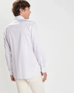 Chemise Slim Fit à rayures Smart écrue