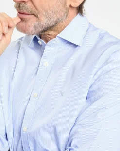Chemise Slim Fit à rayures Milleraies bleu ciel