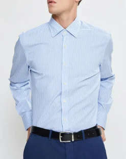 Chemise Slim Fit à rayures bleue