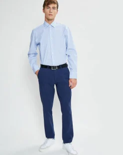 Chemise Slim Fit à rayures bleue