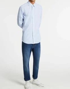 Chemise Slim Fit à rayures bleue