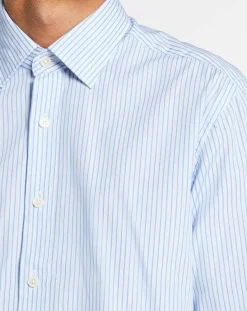 Chemise Slim Fit à rayures bleue