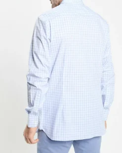 Chemise Slim Fit à vichy tricolore bleu ciel