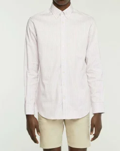 Chemise Slim Fit Biface à rayures rose