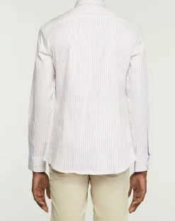 Chemise Slim Fit Biface à rayures rose