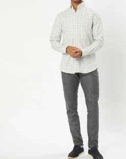 Chemise Slim Fit en Flanelle à carreaux écru/rouge/bleu