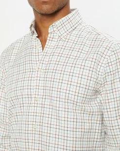 Chemise Slim Fit en Flanelle à carreaux écru/rouge/bleu