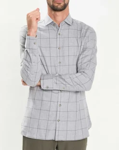 Chemise Slim Fit en Flanelle à carreaux gris clair