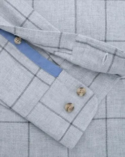 Chemise Slim Fit en Flanelle à carreaux gris clair