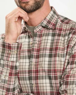 Chemise Slim Fit en Flanelle Tartan beige/rouge/kaki