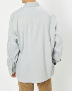 Chemise Slim Fit en Flanelle Chevron gris clair