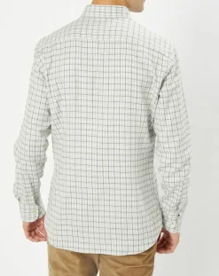 Chemise Slim Fit en Flanelle à carreaux gris clair