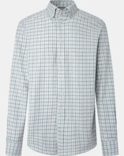 Chemise Slim Fit en Flanelle à carreaux gris clair