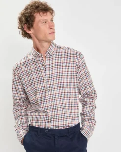 Chemise Slim Fit en Flanelle Vichy multicolore