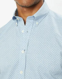 Chemise Slim Fit en Popeline imprimée floral bleu ciel