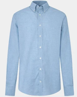 Chemise Slim Fit en Popeline imprimée floral bleu ciel