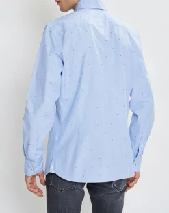 Chemise Slim Fit Fil Coupé imprimée bleue