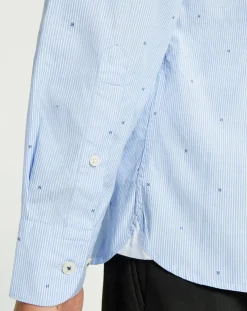 Chemise Slim Fit Fil Coupé imprimée bleue