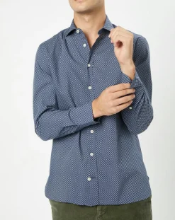 Chemise Slim Fit imprimée bleu foncé