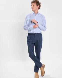 Chemise Slim Fit imprimée Pied-de-Poule bleu/blanc