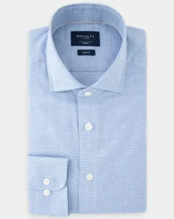 Chemise Slim Fit imprimée Pied-de-Poule bleu/blanc